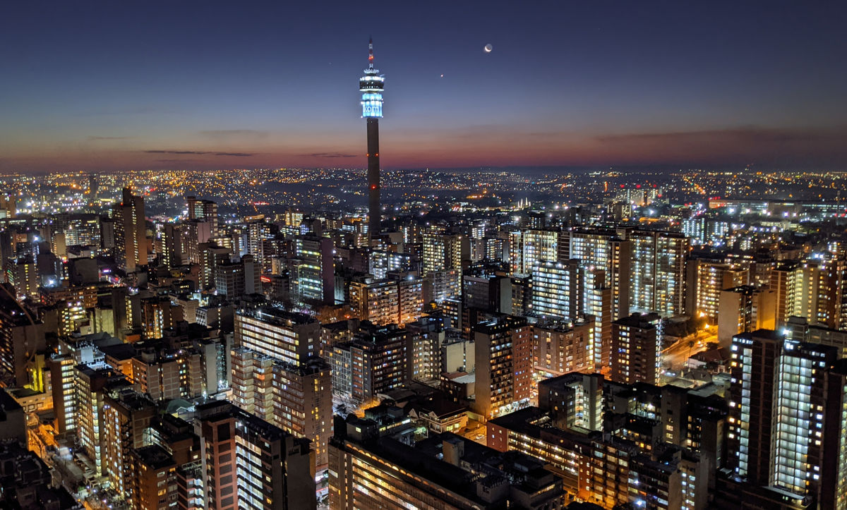 Johannesburg city centre in the early evening