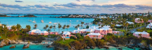 A tropical island with yachts and houses in Bermuda