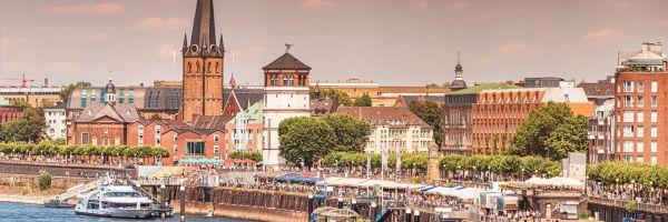 Düsseldorf city along a river