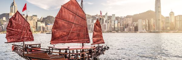 boat on hong kong harbour