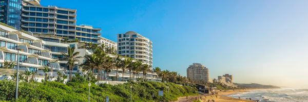 Beach front with buildings in background