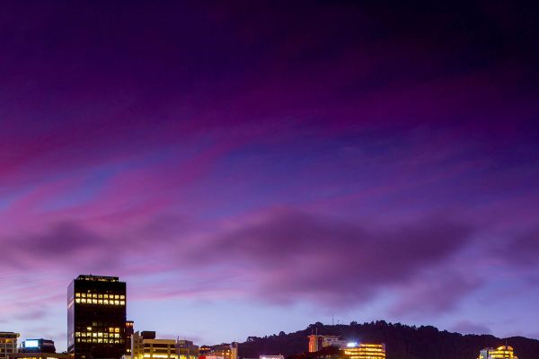 Evening sky above city