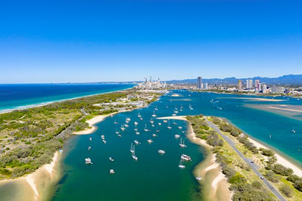 Sailboats in a peninsula in Broadbeach Australia