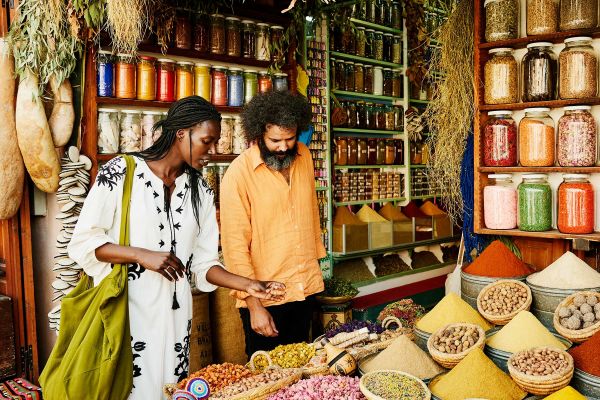 Two people at market