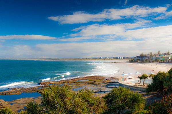 Wide shot of Caloundra, Australia