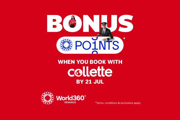 Bonus points* when you book with Collette by 21 Jul 26 | World360 rewards | *Terms, conditions & exclusions apply.