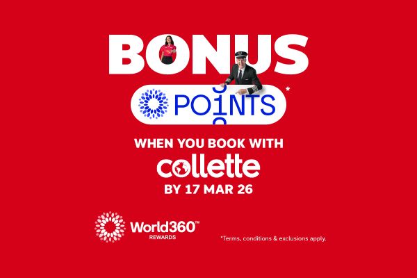Bonus points* when you book with Collette by 17 Mar 26 | World360 rewards | *Terms, conditions & exclusions apply.