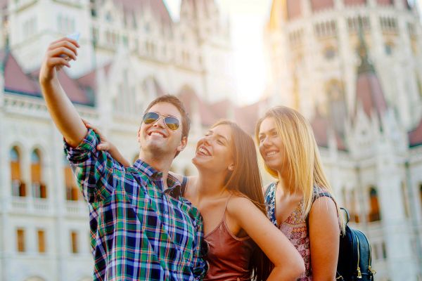 Young people visiting festival in Central Europe