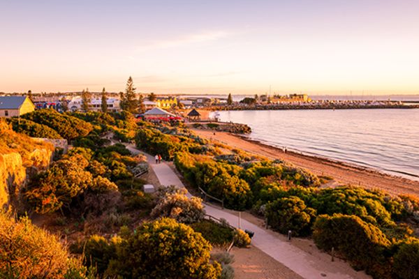 path by the beach at sunset in fremantle wa