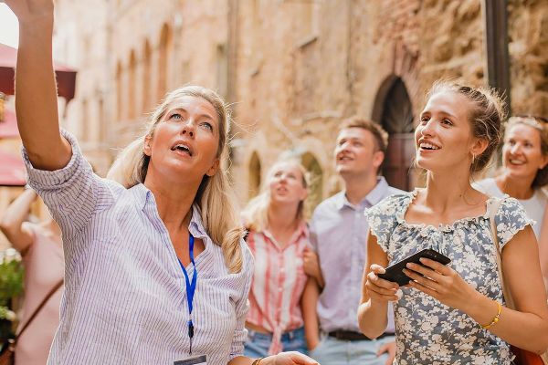 Tourists being led through Europe