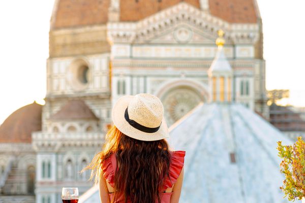 Tourist admiring the Florence Cathedral. Florence, Tuscany, Italy