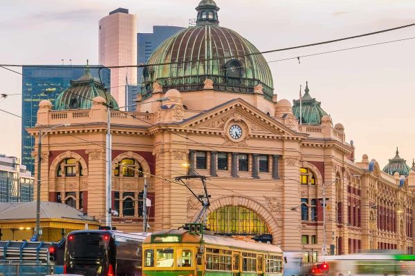 Tram out the front of Melbourne city hall