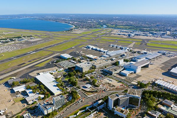 overhead view of sydney airport