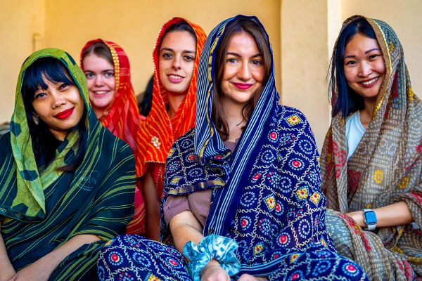 Group of friends in traditional wear