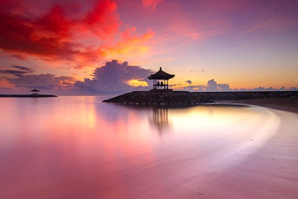 beach in sanur at sunset