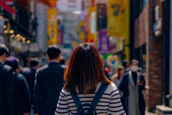 Busy shopping street in South korea
