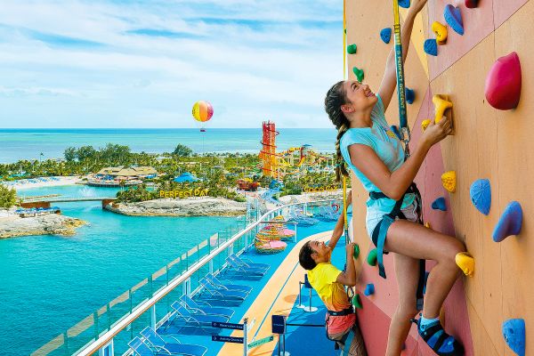 Rock climbing wall on RCI ship