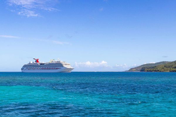 Cruise ship docked in the South Pacific