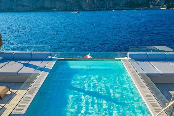 Infinity pool above ocean