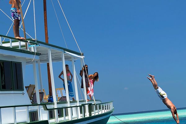 Jumping off side of boat