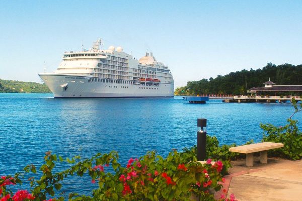 Cruise ship anchored in the bay