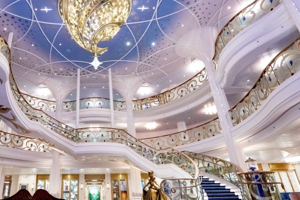 Large open foyer on a Disney cruise ship