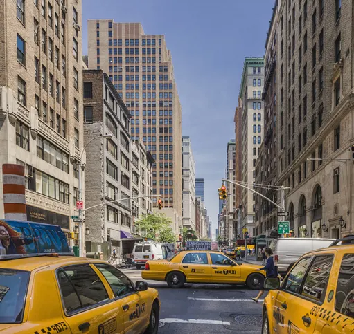 Yellow taxis on Madison Avenue, New York