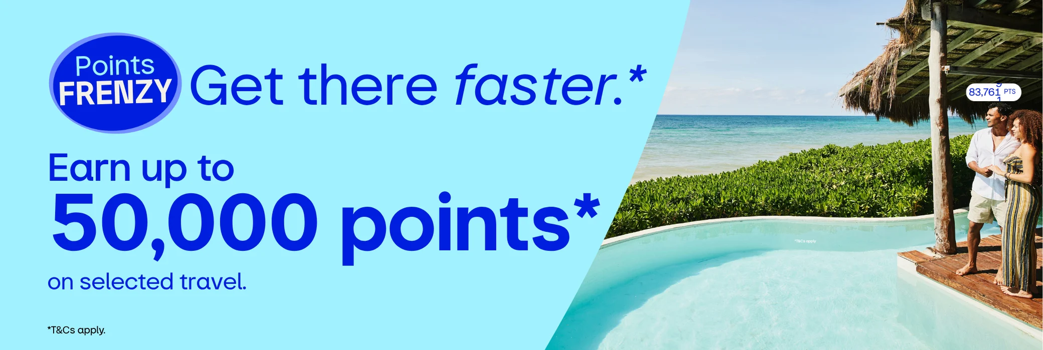 Earn up to 50,000 points* on selected travel