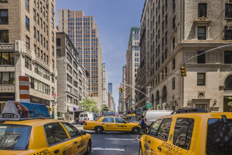 Yellow taxis on Madison Avenue, New York