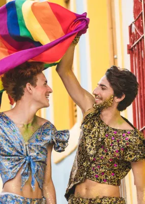Pride month - couple with rainbow flag