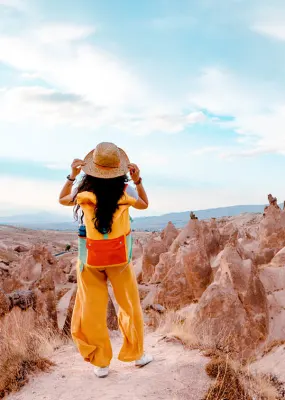 A traveller standing in Göreme National Park