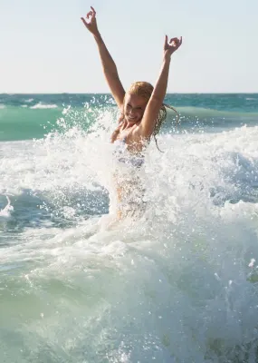 Splashing in the surf off Perth