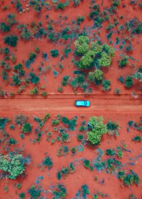 Car driving through Alice Springs