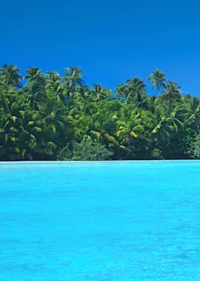 Beautiful Island of Aitutaki showcasing their forest and blue sea. 