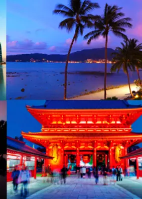 Photo collage of famous tourist attractions in Asia
