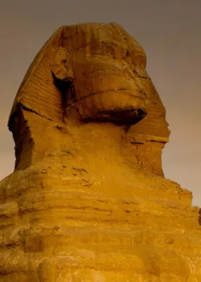 The Great Sphinx and Giza Pyramids in the twilight