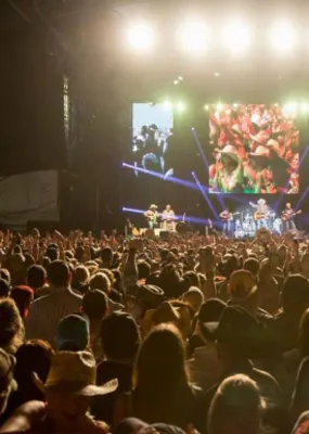 a crown of people watching a band concert