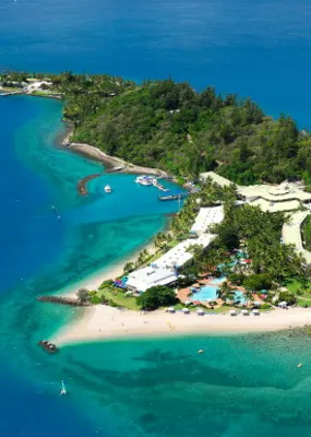 Small island with a hotel