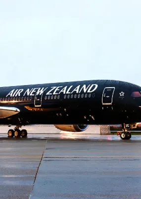 Air New Zealand plane on the runway 