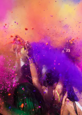 Throwing colour at the Holi festival 