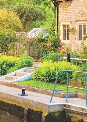 Residential neighborhood with an urban stream running through it
