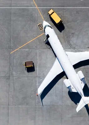 Ariel view of three landed planes 