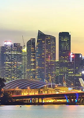 full view of the singapore city during blue hour