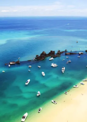 Wrecks that was left in Tangalooma Island being visited by tourist