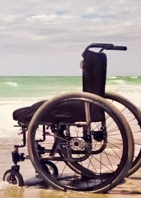 Accessible wheelchair at the beach 