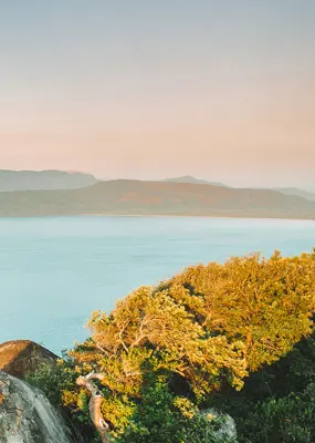 Couple at lookout to the ocean on Fitzroy Island Queensland