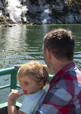 family on boat