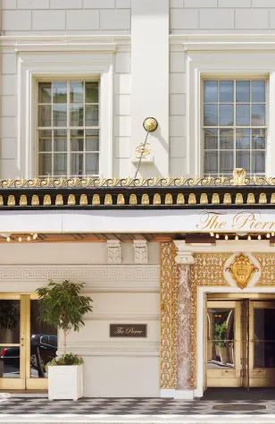 hotel entrance and car
