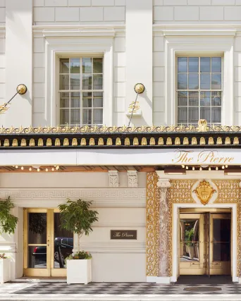 hotel entrance and car