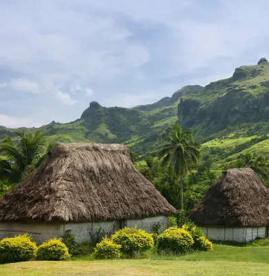 Traditional houses of Navala village in Viti Levu, luxury travel holiday, Fiji